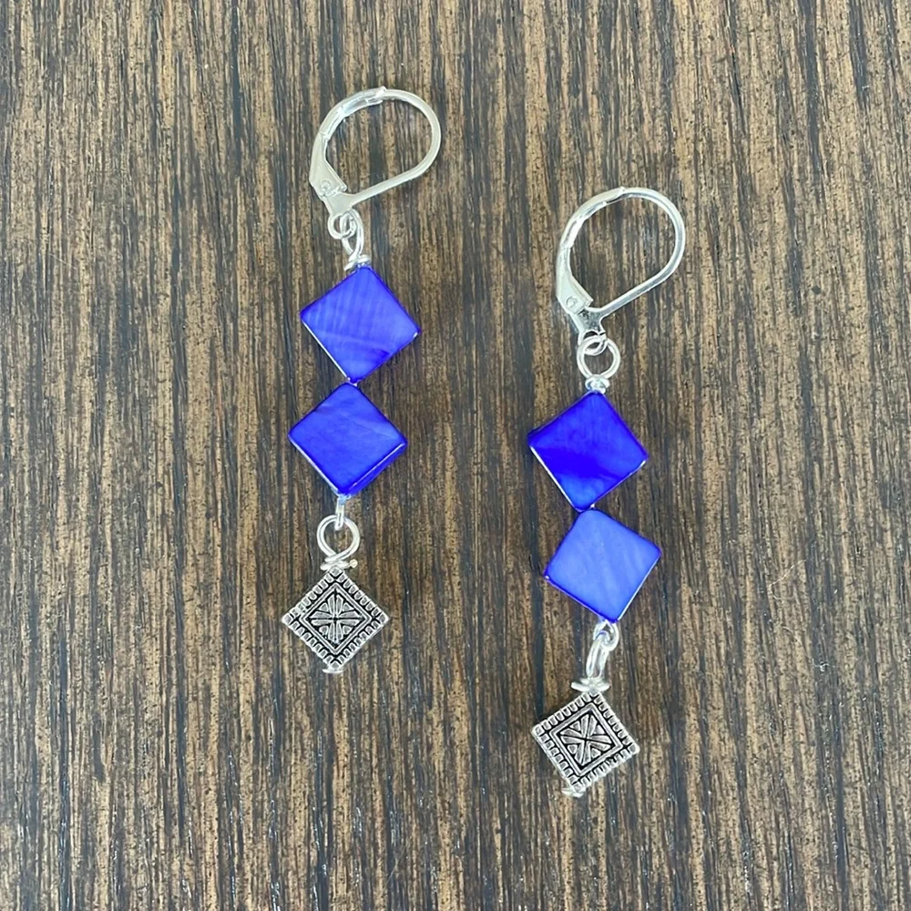 HAND CRAFTED EARRINGS Royal Purple with Silver